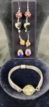 Murano Style Blown Glass Bracelet and Earring Collection
