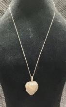 Chased Sterling Silver Double-Opening Heart Locket