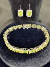 Sterling Silver Faceted Crystal Bracelet and Earring Set