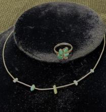 Turquoise and Sterling Silver Necklace and Ring Set