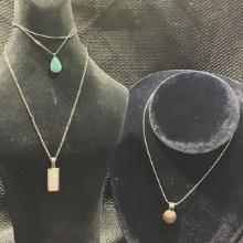Sterling Silver Necklace Grouping Featuring Abalone and Turquoise