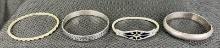 Group of Four Sterling Silver Bangle Bracelets