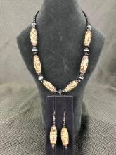 Modern Art Beaded Necklace and Earring Pairing