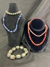 Cloisonne Bead Grouping with Gold Detailing