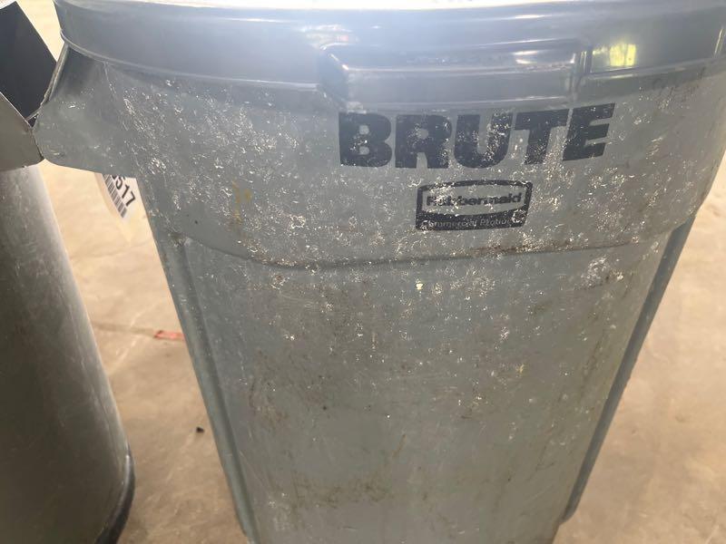 2-BRUTE 32 GALLON TRASH CAN WITH DOLLY