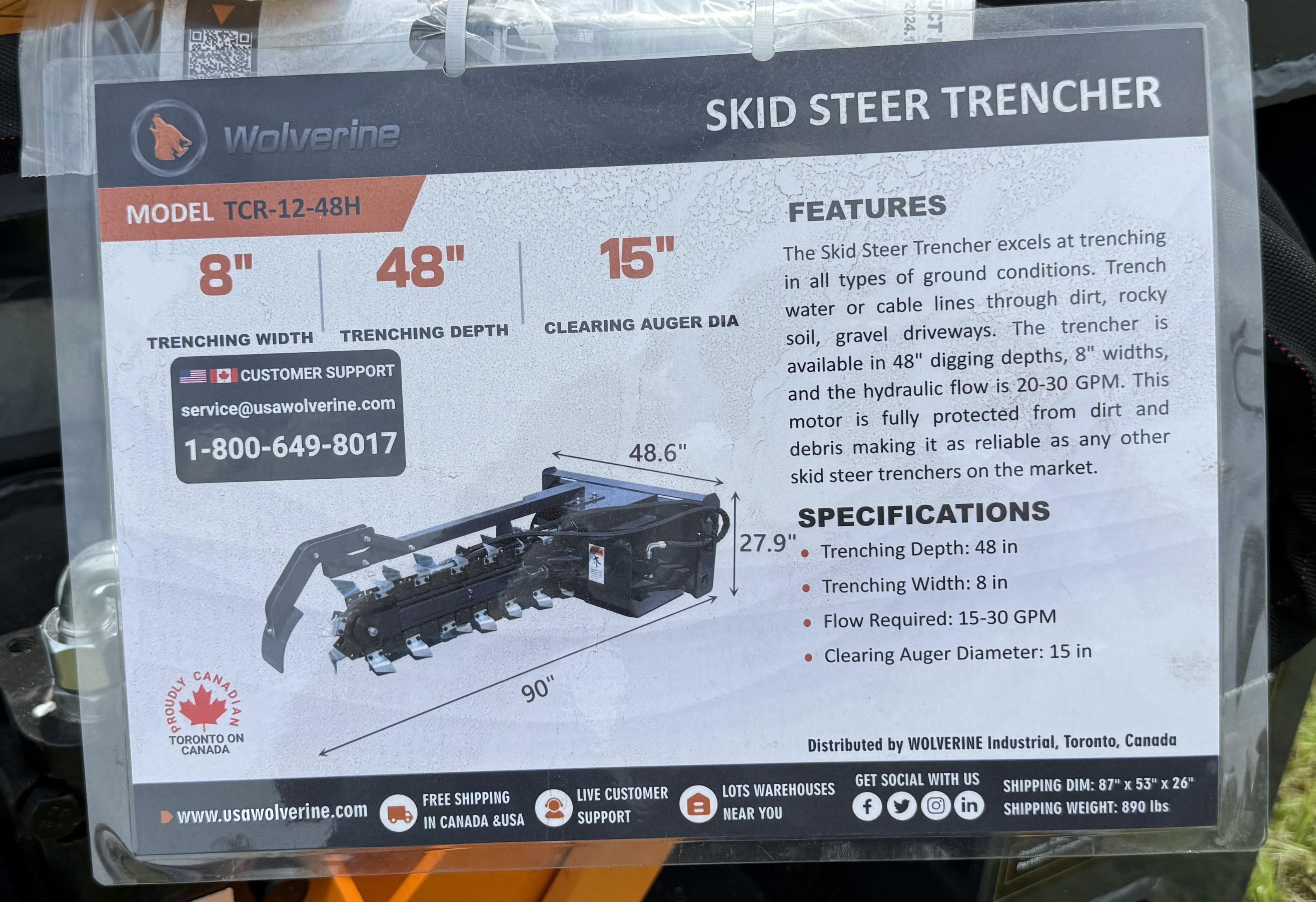 NEW Wolverine Skid Steer Trencher