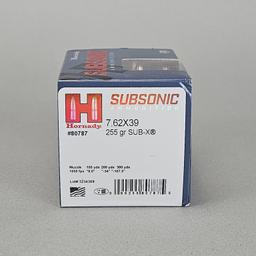 20rd Hornady Subsonic 7.62x39 Ammo