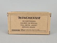 50rd Winchester 38 Spl FMJ Service Grade Ammo