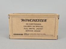 50rd Winchester 38 Spl FMJ Service Grade Ammo