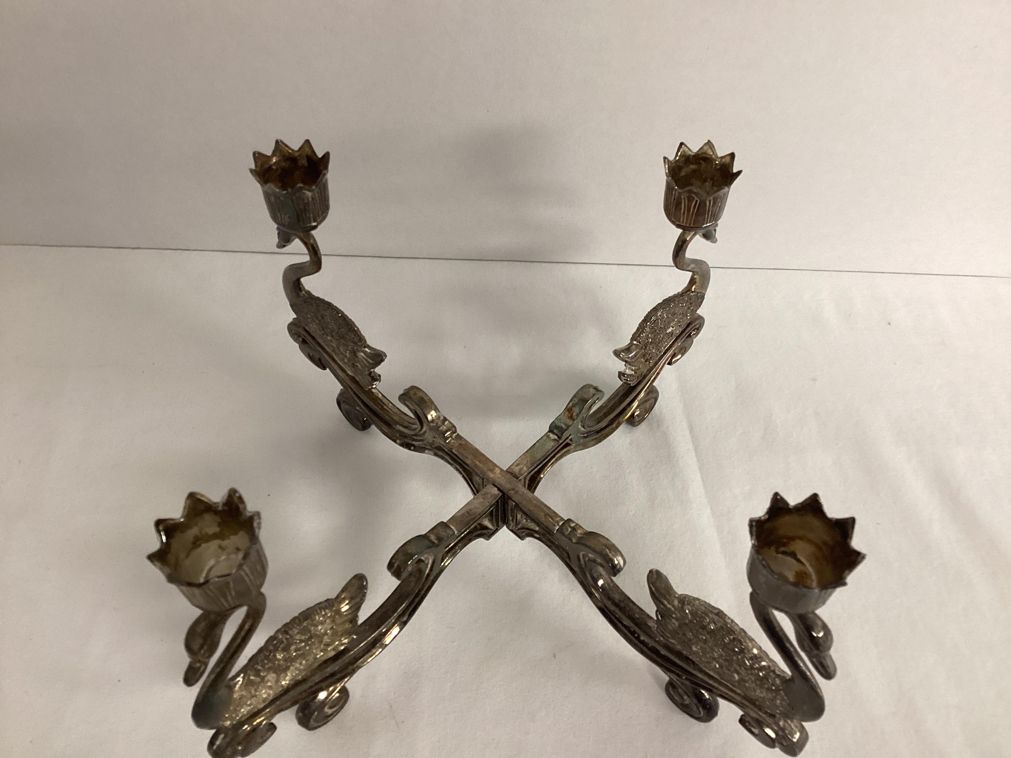 Two Piece Swan Candelabra