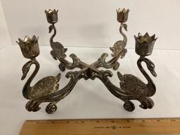 Two Piece Swan Candelabra