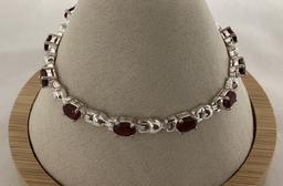 Garnet and Sterling Bracelet