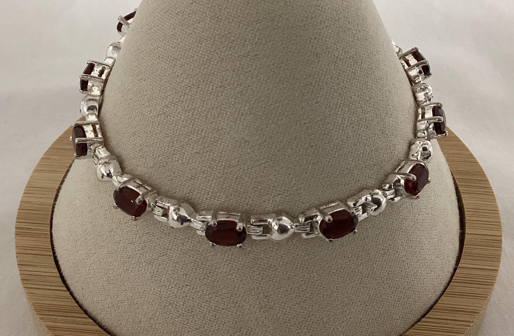 Garnet and Sterling Bracelet