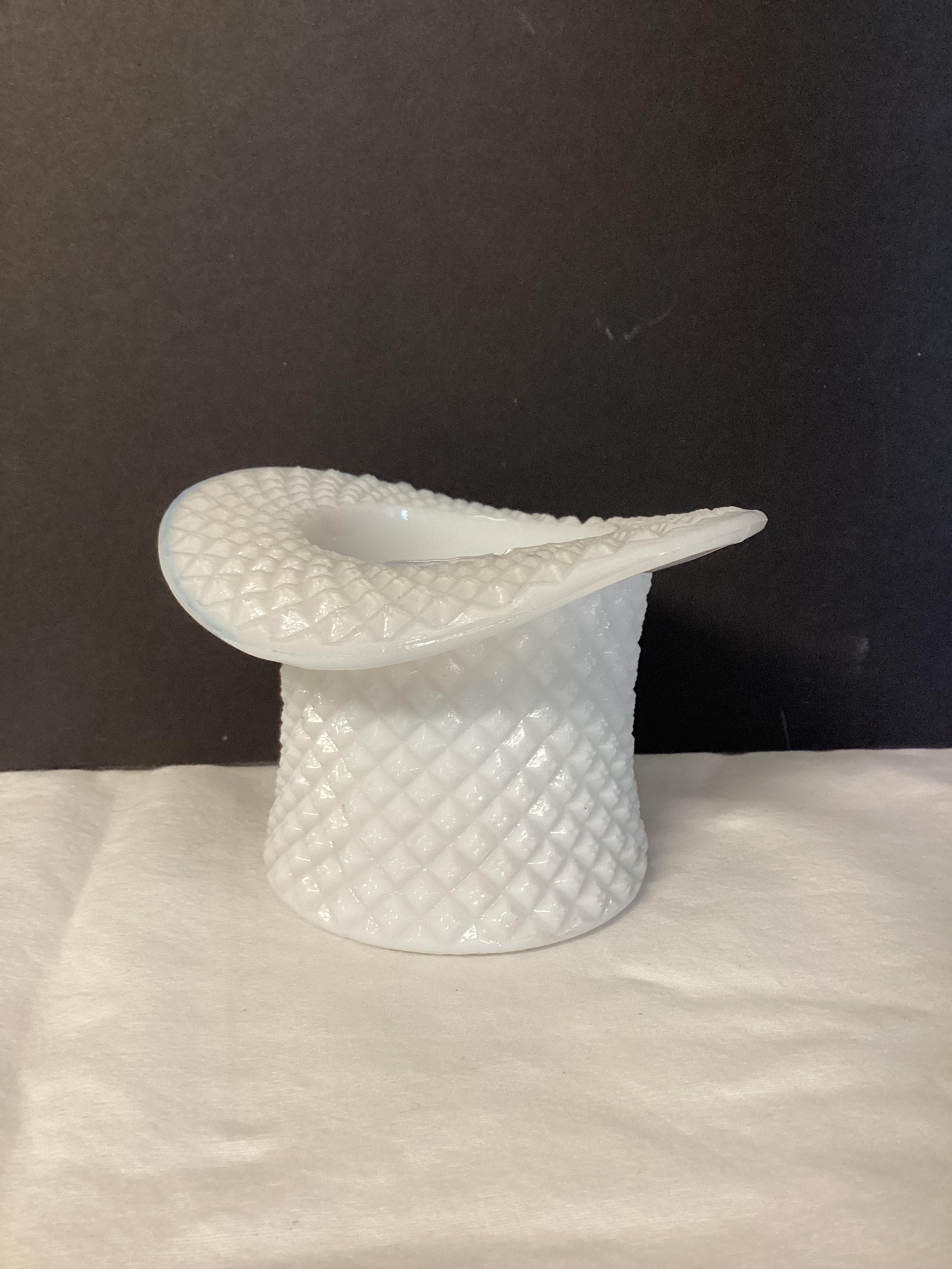 Vintage Milk Glass Top Hat Vase