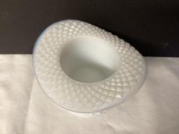 Vintage Milk Glass Top Hat Vase