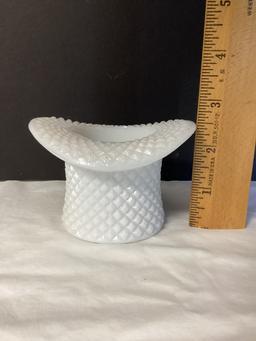 Vintage Milk Glass Top Hat Vase