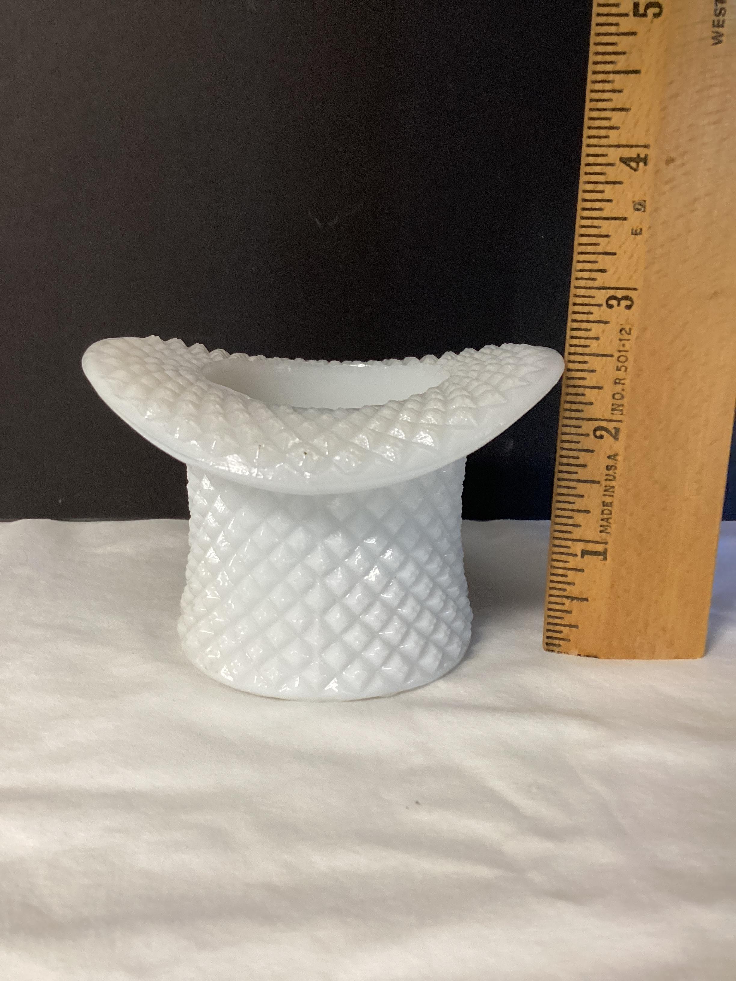 Vintage Milk Glass Top Hat Vase
