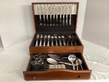 96 Pcs International Silverplate Interlude Flatware Incl.Serving Pieces in Chest