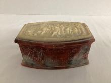 Genuine Incolay Stone Hinged Lid Trinket Box