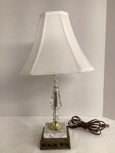 Vintage Accent Lamp with Glass Center, Marble and Metal Base