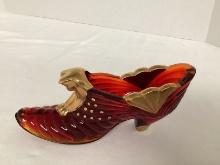 Randy Fenton Red and Gold Cat Slipper
