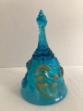 Fenton Atlantis Hand Painted Blue Glass Bell