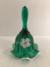 Fenton 2004 Hand Painted Green Glass Bell