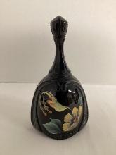 Black Amethyst Glass Fenton Hand Painted Bell