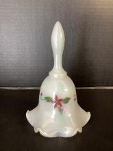 Fenton Hand Painted Iridescent White Bell