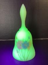 Fenton Hand Painted Uranium Custard Glass Bell