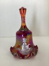 Carnival Glass Fenton Hand Painted Red Bell