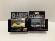 Hot Wheels Classic 1970 Plymouth Barracuda and 1967 Pontiac GTO
