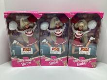 Three Arizona State University Barbie Dolls