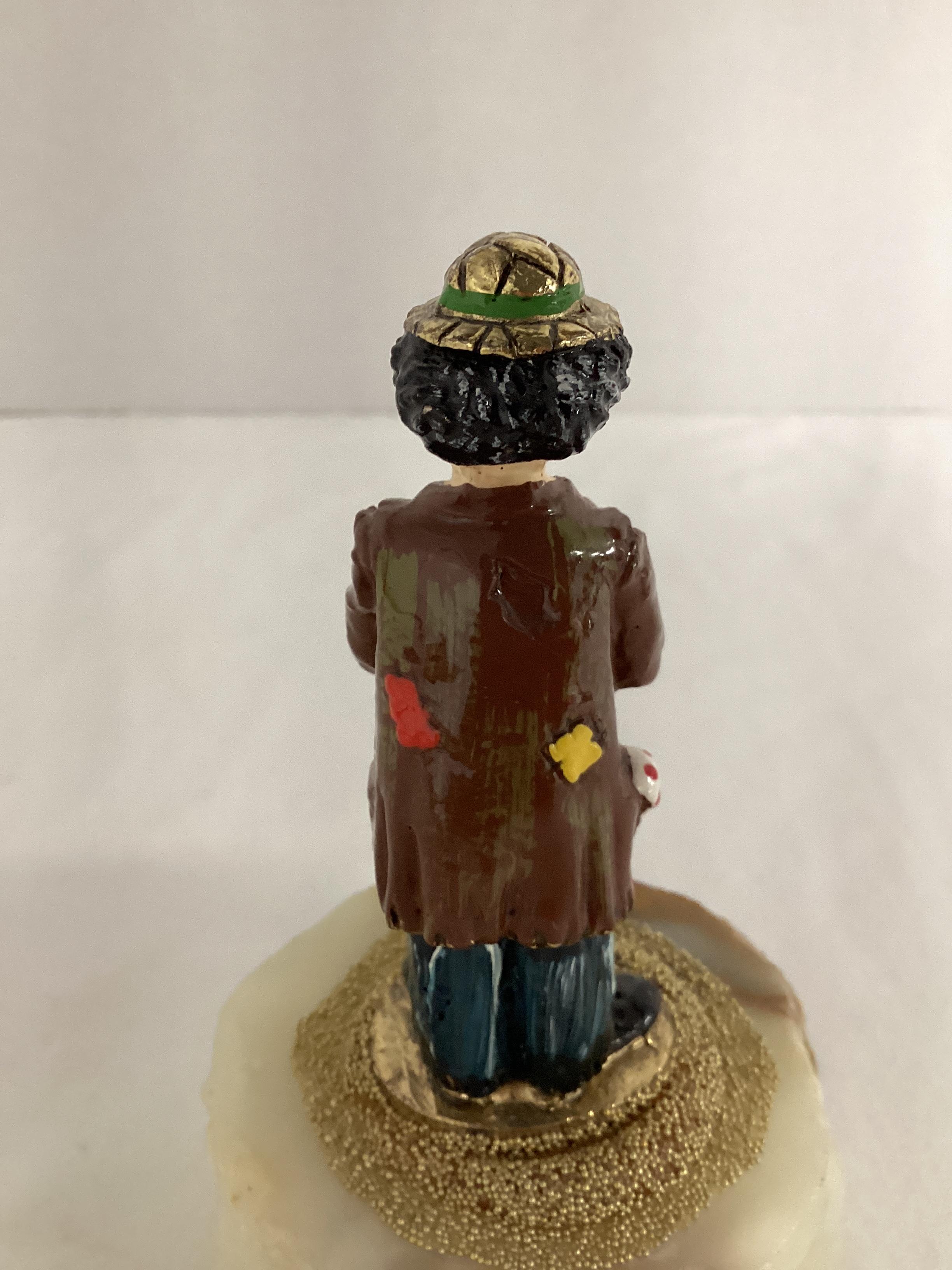 Ron Lee "Sad Hobo Clown" Metal Clown Sculpture on Stone Base