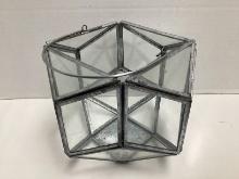 Geometric Glass and Metal Hanging Candle Lantern