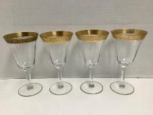Four Tiffin Rambler Rose Water Goblets