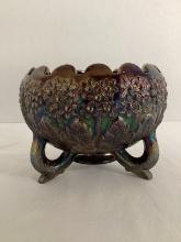 Fenton Amethyst Purple Footed Carnival Glass Rose Bowl