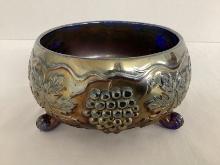 Cobalt Blue Grape Carnival Glass Candy Dish