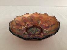 Grapes and Leaves Carnival Glass Bowl