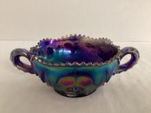 Fenton Cobalt Blue Carnival Glass Doltec Bonbon Dish