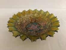 Grape and Cable Ruffled Edge Bowl