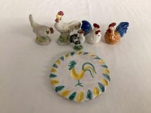 Chicken Shakers, Figure, and Italian Pottery Trivet