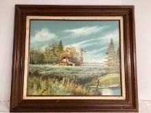 Framed Signed Original Landscape Painting on Canvas
