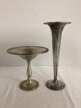 Weighted Sterling Silver Compote and Vase