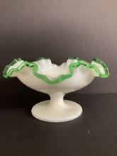 Emerald Crest Ruffled Edge Compote