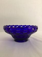 Cobalt Blue Open Lace Edge Basketweave Bowl