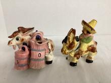 Mexican Donkey Shaker Oil Vinegar Set and Figure
