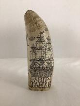 Ship Tamar Faux Whale Tooth Scrimshaw Reproduction