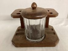 Wood Pipe Stand with Humidor