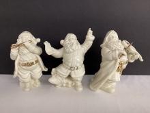Three Lenox Musician Santa Figurines